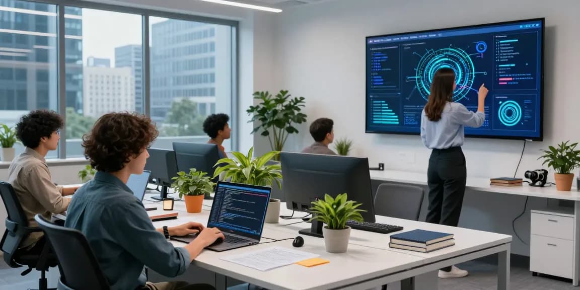 Collaborative AI team using spicy ai technology in a modern workspace
