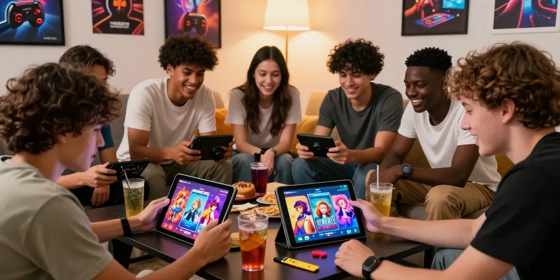 Friends enjoying free mobile hentai games in a cozy gaming setting.
