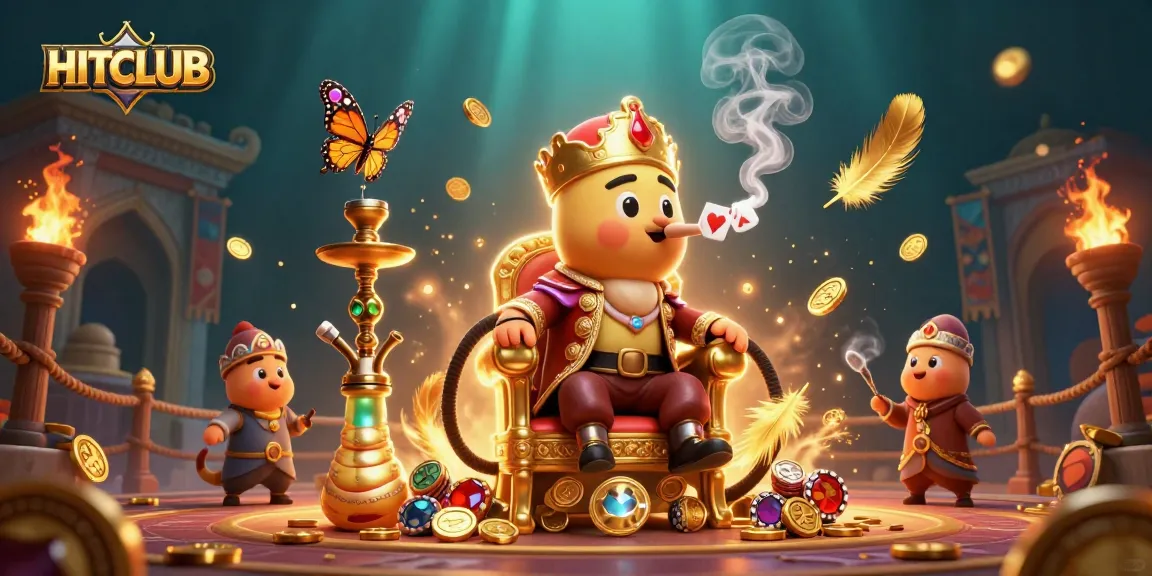 Experience the thrill of HITCLUB with a golden caterpillar dealer in a vibrant casino scene.