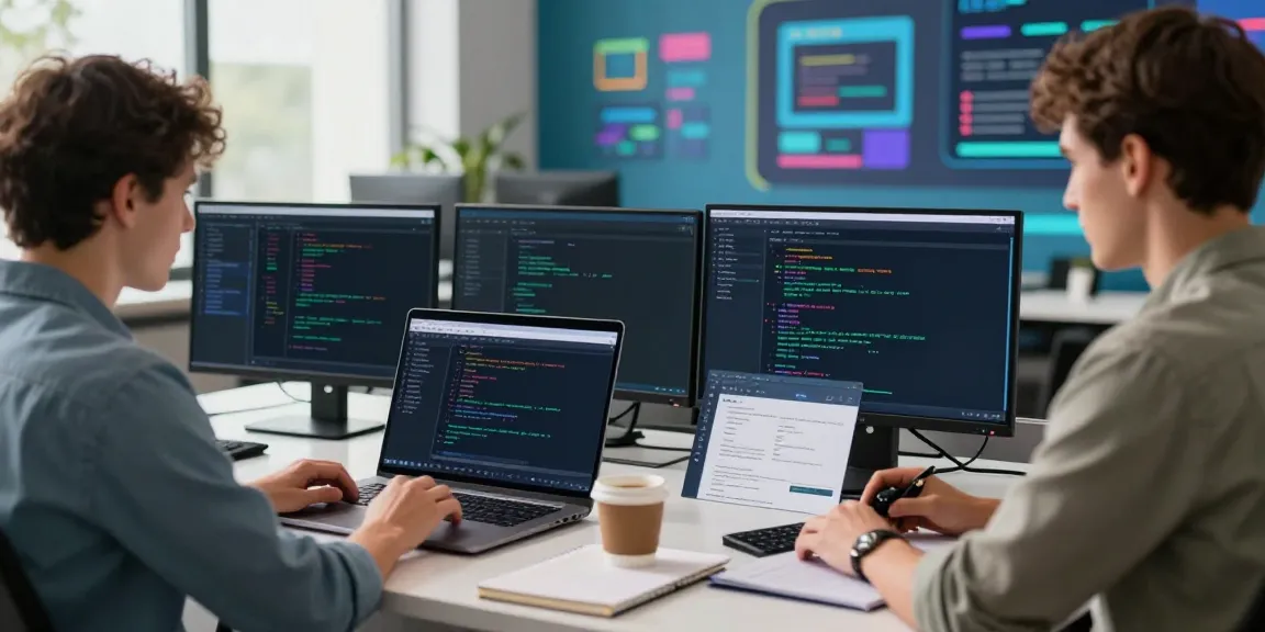 Developer engaged in instant indexing software development at a modern workspace.
