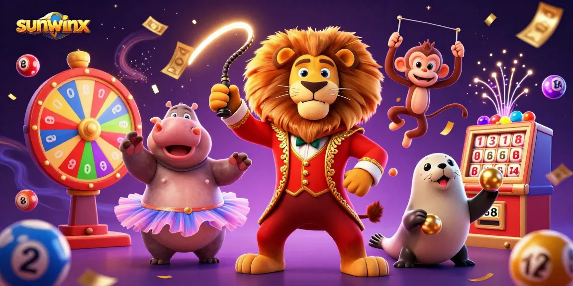 Experience thrilling wins with sunwinx in this vibrant, engaging casino scene featuring lively characters.