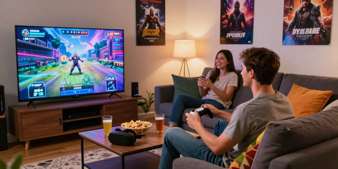 Enjoying real porn games in a cozy home gaming lounge.