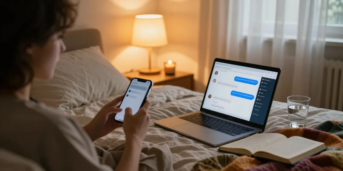 Engaging AI sexting chat experience in cozy bedroom setting, showcasing personal and intimate atmosphere.