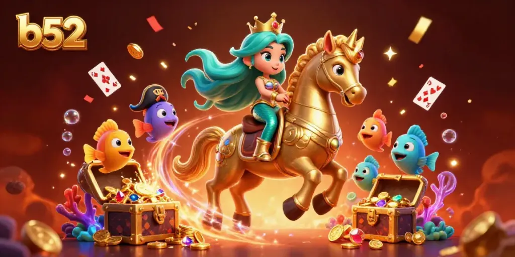 Engage in thrilling gameplay with B52's vibrant casino scene featuring mermaids and treasure.