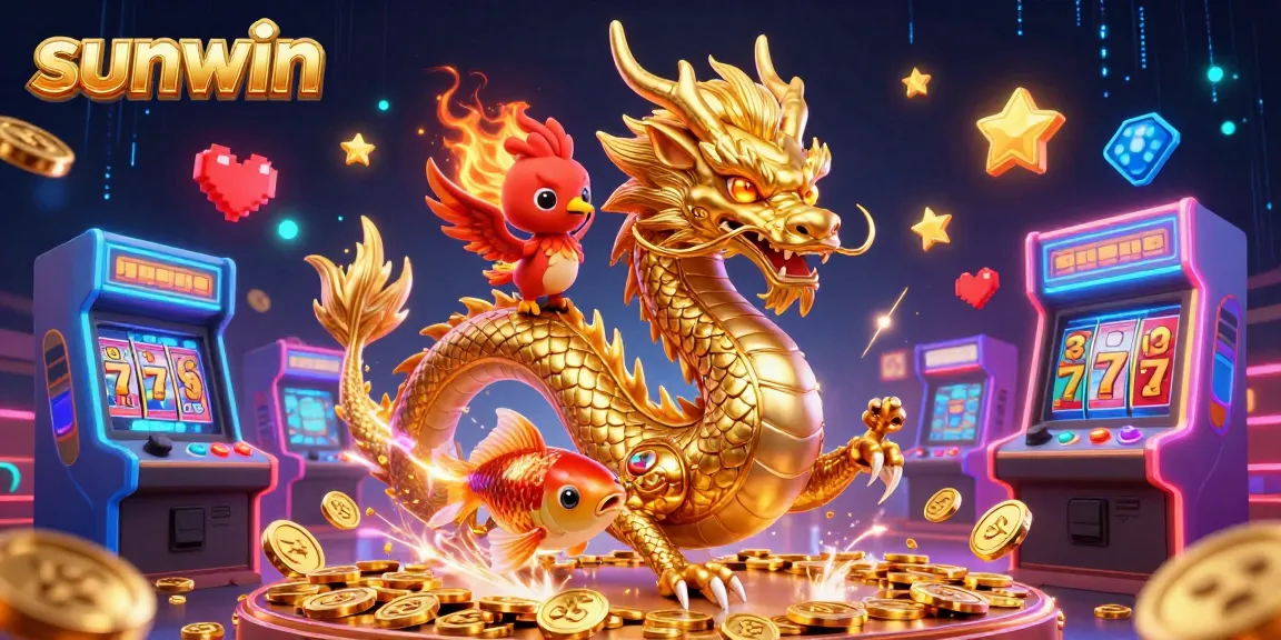 Experience thrilling gaming adventures at sunwin with a golden dragon, phoenix, and koi swimming in riches.