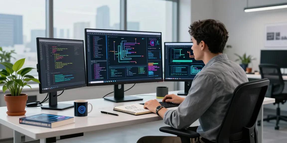 Dynamic workspace showcasing advanced machine learning tools with data visualizations and coding setups