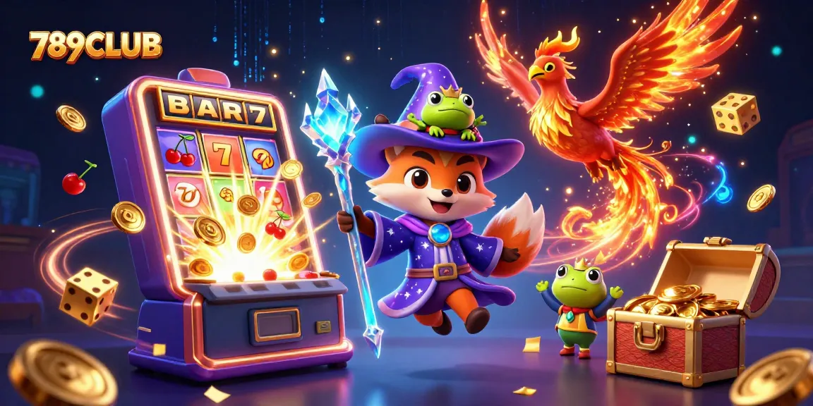 Experience the magic of 789CLUB with thrilling slots and sparkling treasures in this 3D casino illustration.